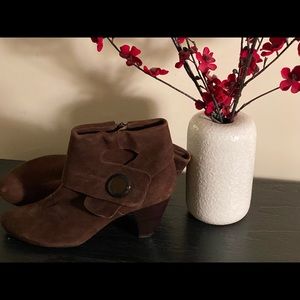 Dark chocolate suede ankle boots